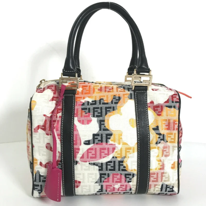 FENDI Boston Bag Zucchino SBL068 Canvas Leather Multicolor Women's