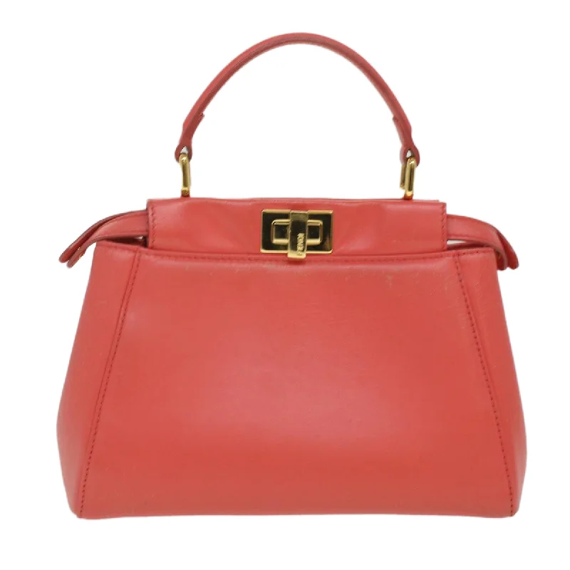 FENDI micro picaboo Hand Bag Leather 2way Orange  am3883