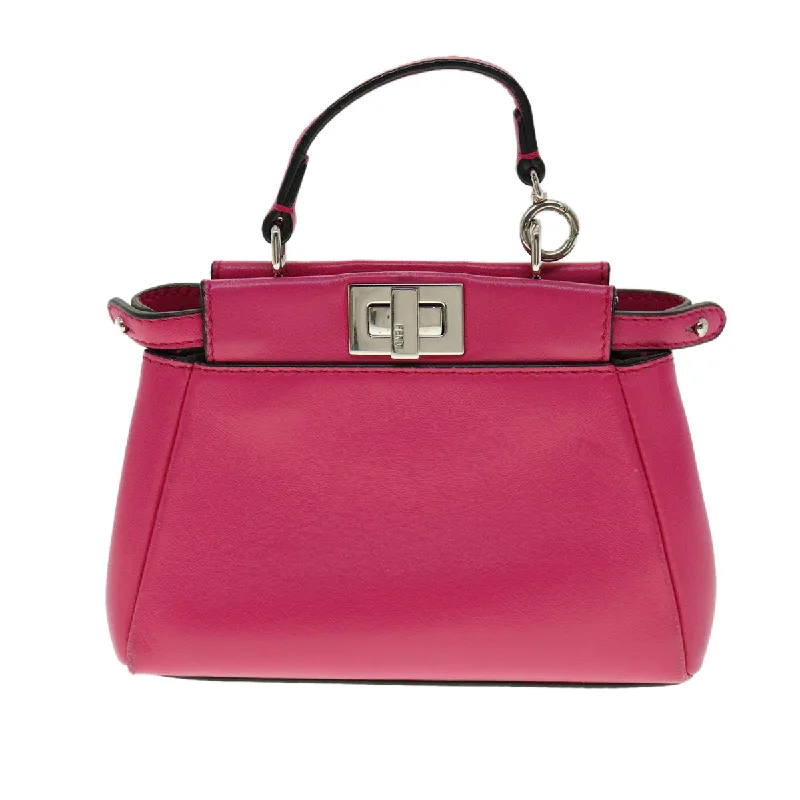 FENDI Micro Peek A Boo Hand Bag Leather 2way Pink am2705gA