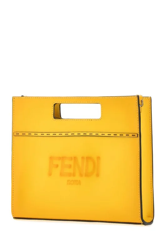 Fendi Man Yellow Leather Handbag