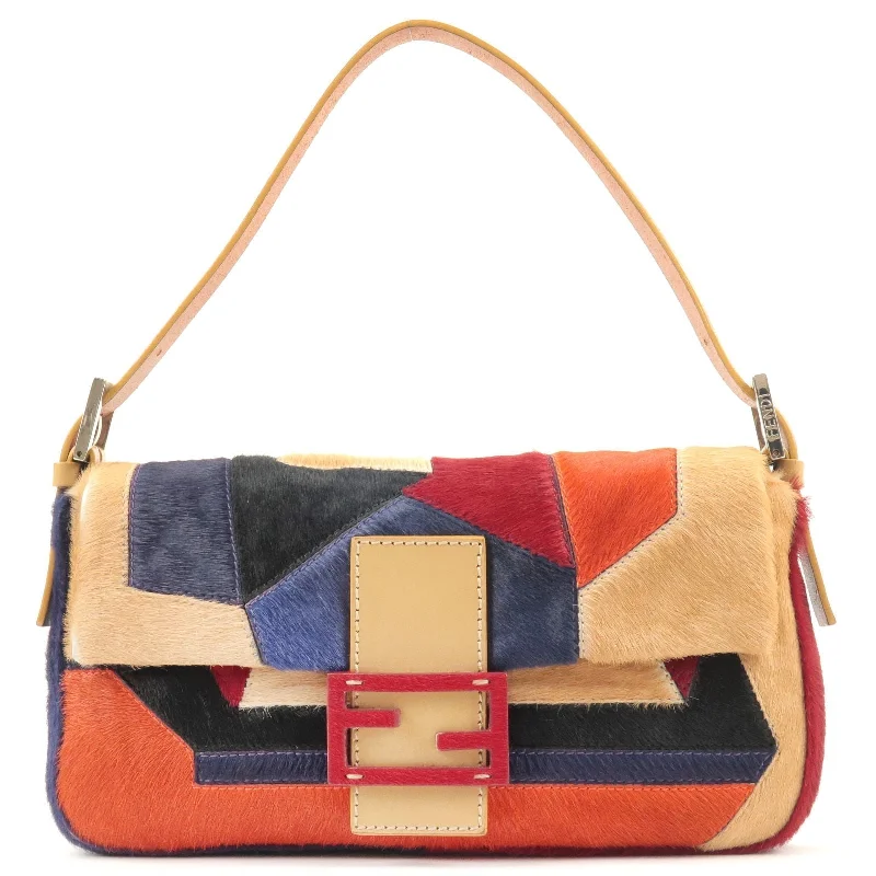 FENDI Mamma Baguette Leather Patchwork Multi Color 26424